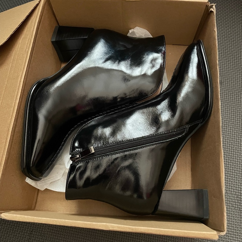 Looks Like Summer Black Patent Leather Ankle Boots
